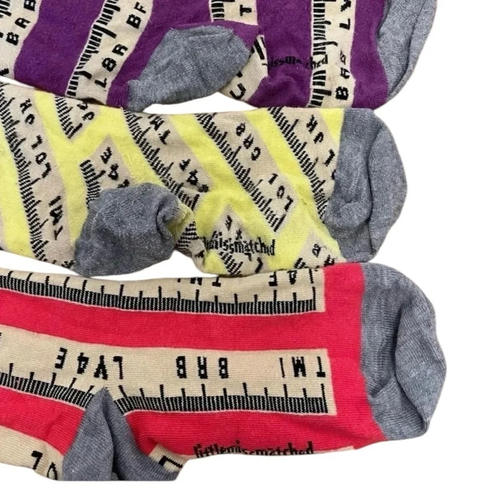 4/$25 Little Miss Matched Girls Knee High Socks Colorful Ruler School One Size